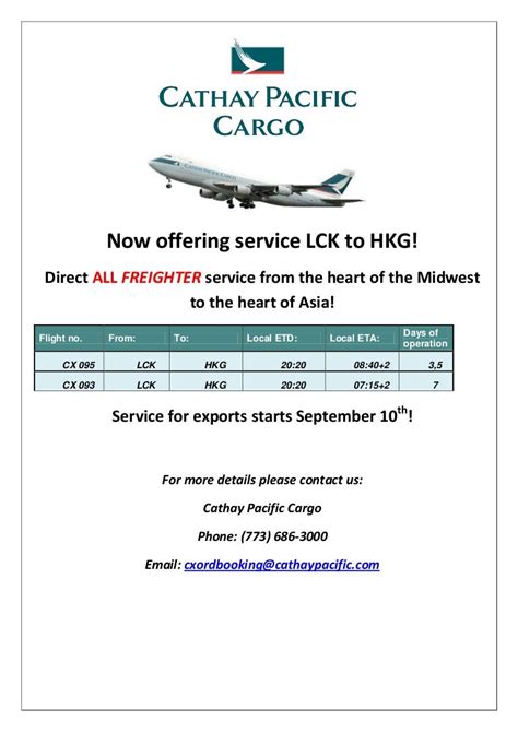 cathay pacific cargo schedule.